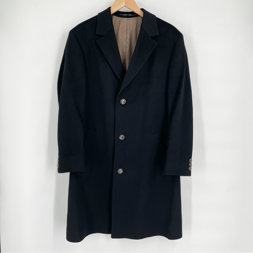 Sarar Ing Loro Piana & Co Black 100% Pure New Wool Doeskin Trench Coat Men’s 40R